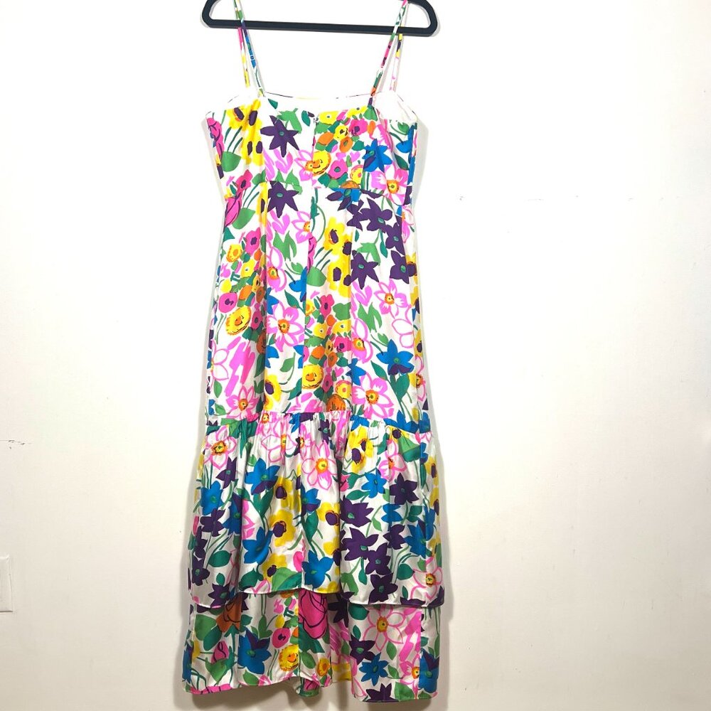 NWT JCrew Tiered 100% Silk Twill Floral Dress - Picture 4 of 5